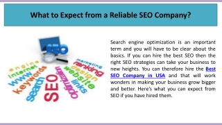 What to Expect from a Reliable SEO Company