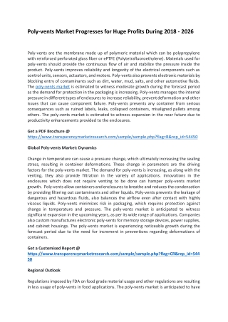 Poly-vents Market Progresses for Huge Profits During 2018 - 2026