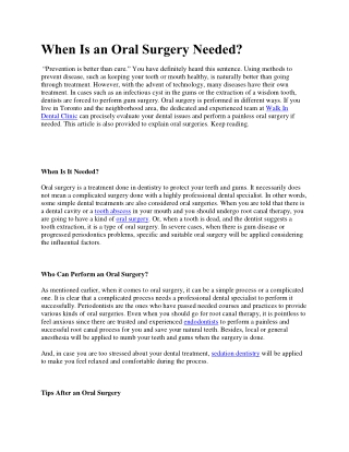 When Is an Oral Surgery Needed