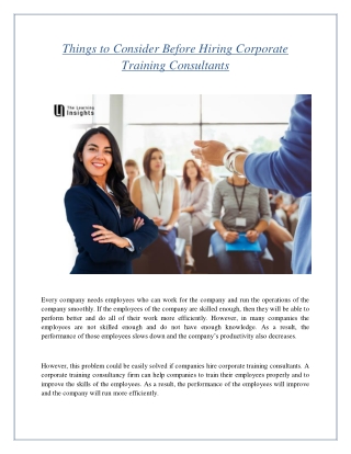 Things to Consider Before Hiring Corporate Training Consultants