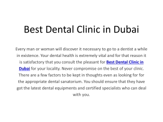 Best Dental Clinic Dubai