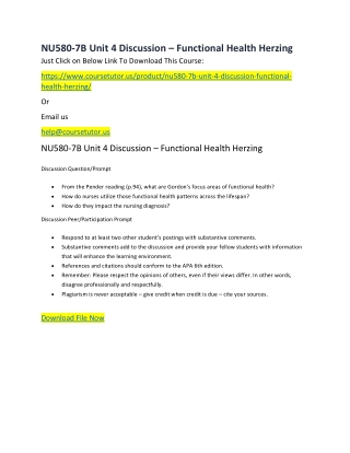 NU580-7B Unit 4 Discussion – Functional Health Herzing
