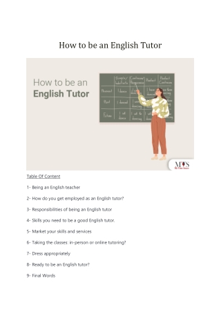 How to be an English Tutor