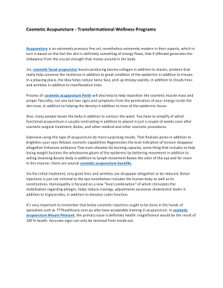 Cosmetic Acupuncture - Transformational Wellness Programs