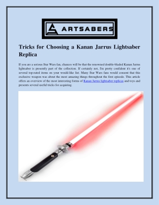 Tricks for Choosing a Kanan Jarrus Lightsaber Replica