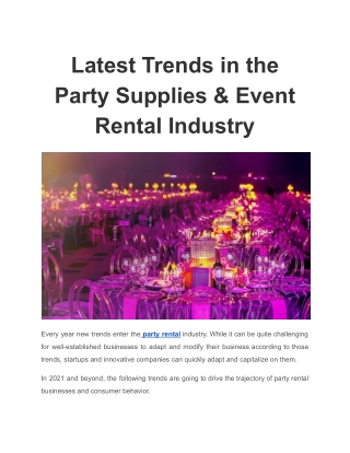 Latest Trends in the Party Supplies & Event Rental Industry