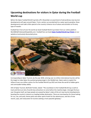 Upcoming destinations for visitors in Qatar during the Football World cup