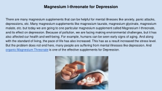 Magnesium l-threonate for Depression