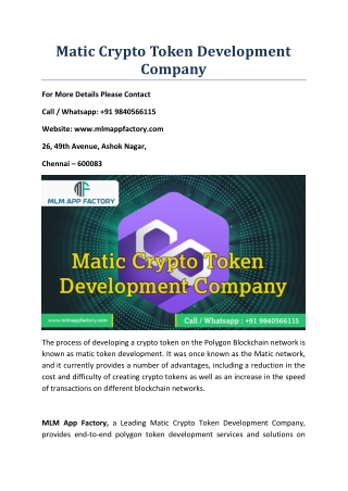 Matic Crypto token development company