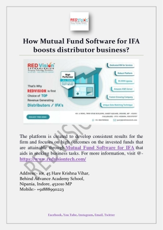 How Mutual Fund Software for IFA boosts distributor business