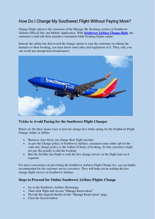How Do I Change My Southwest Flight Without Paying More
