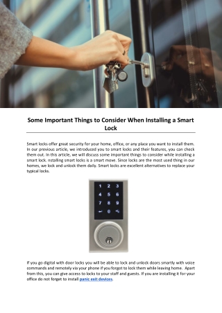 Some Important Things to Consider When Installing a Smart Lock