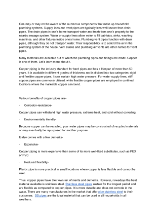 All about copper as a material for plumbing pipes and fittings (2)