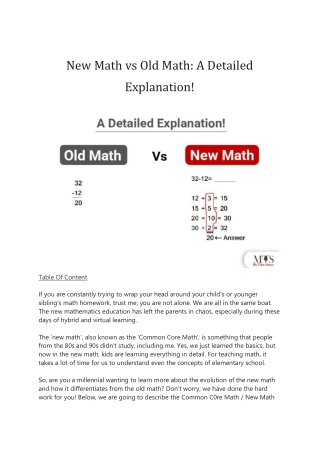 New Math vs Old Math