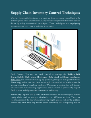 Supply Chain Inventory Control Techniques