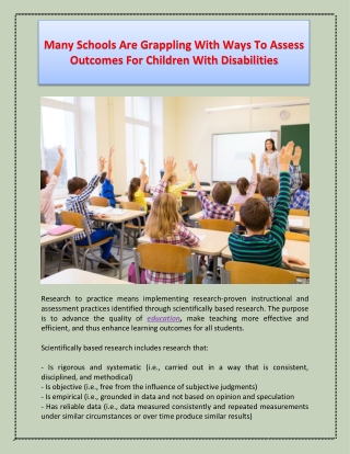 Many Schools Are Grappling With Ways To Assess Outcomes For Children With Disabilities