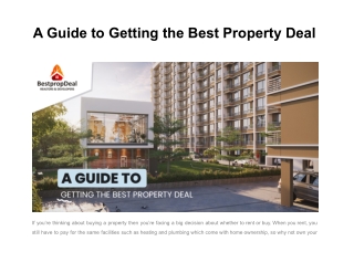 A Guide to Getting the Best Property Deal