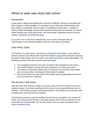 Where to seek case study help online