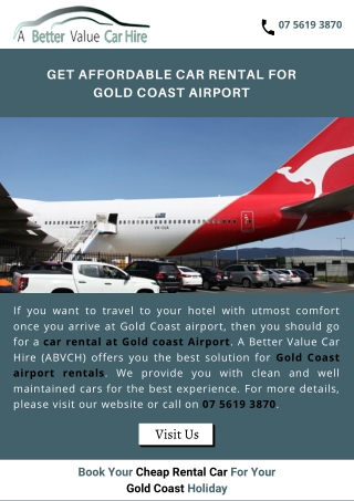 Get affordable car rental for Gold Coast airport