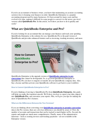 How to Convert QuickBooks Enterprise to Pro?