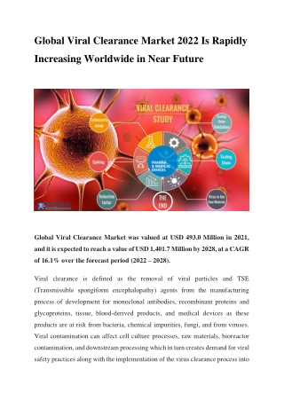 Global Viral Clearance Market 2022 Is Rapidly Increasing Worldwide in Near Futu