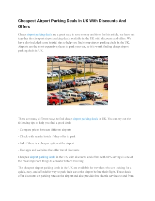 Cheapest Airport Parking Deals In UK With Discounts And Offers