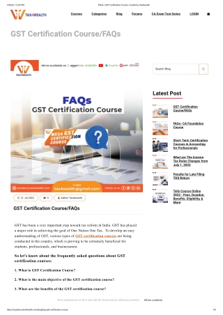 FAQs- GST Certification Course _ Academy Tax4wealth