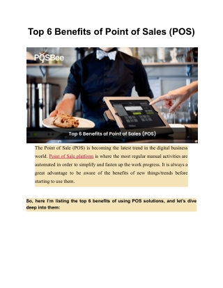 Top 6 Benefits of Point of Sales (POS)