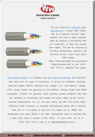 Leading Multicore Cable Manufacturer & supplier