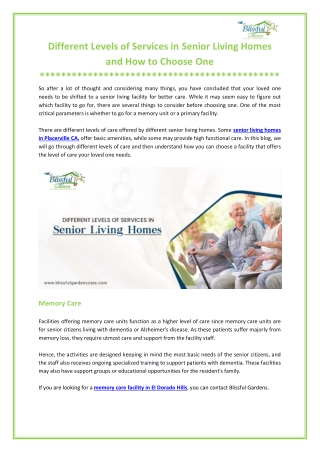 Things to Consider While Choosing Services in Senior Living Homes