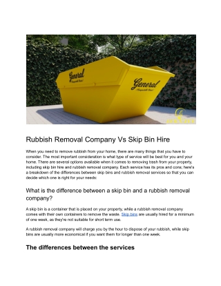 Bekabee -Rubbish Removal Company Vs Skip Bin Hire (1)