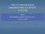 TN2103 KNOWLEDGE ENGINEERING EXPERT SYSTEM