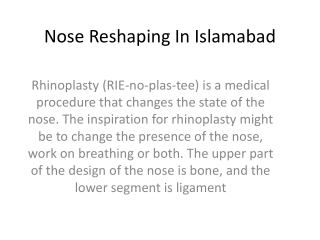 Nose Reshaping In Islamabad
