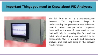 Important Things you need to Know about PID Analyzers