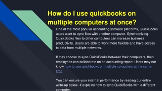 How do I use quickbooks on multiple computers at once_ PPT