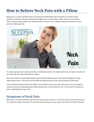 How to Relieve Neck Pain with a Pillow