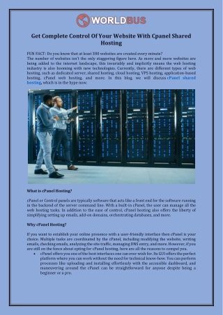 Get Complete Control Of Your Website With Cpanel Shared Hosting