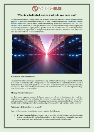 What Is A Dedicated Server & Why Do You Need One?