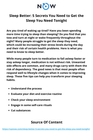 Sleep Better 5 Secrets You Need to Get the Sleep You Need Tonight