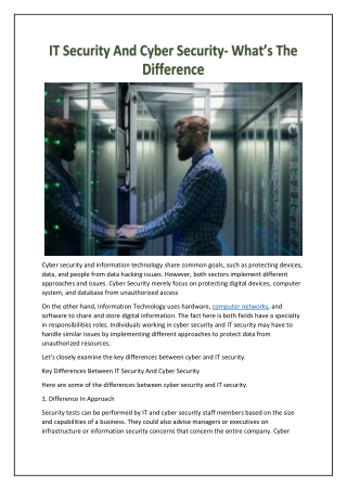 IT Security And Cyber Security What’s The Difference