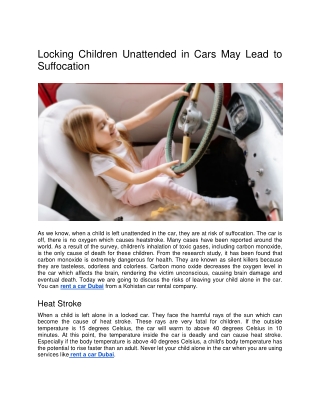 Locking Children Unattended in Cars May Lead to Suffocation