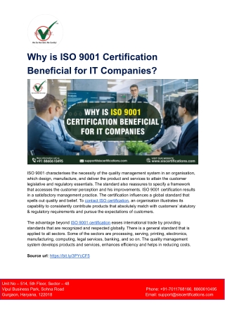 Why is ISO 9001 Certification Beneficial for IT Companies