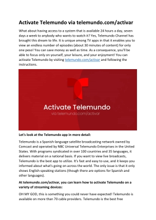 Activate Telemundo via telemundo