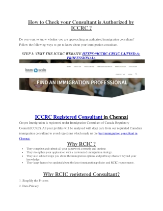 ICCRC: How to Check Authorised Consultant - Croyez Immigration