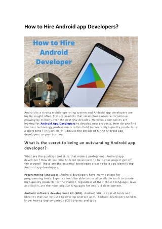 How to hire Android app Developers