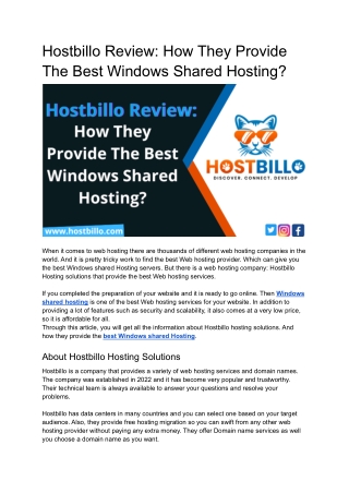 Hostbillo Review_ How They Provide The Best Windows Shared Hosting