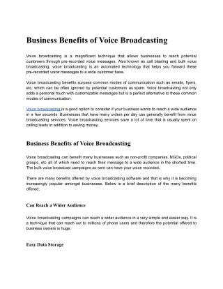 Business Benefits of Voice Broadcasting