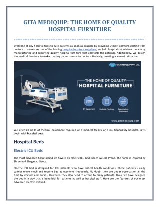 Gita Mediquip_The Home of Quality Hospital Furniture