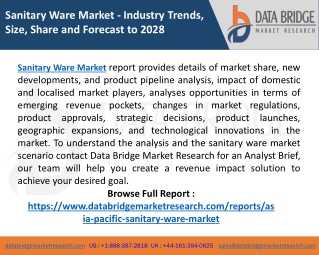 Asia-Pacific Sanitary Ware Market Features, Opportunities and Challenges