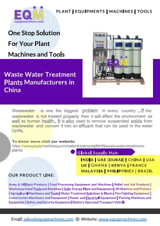 Waste Water Treatment Plants Manufacturers in China